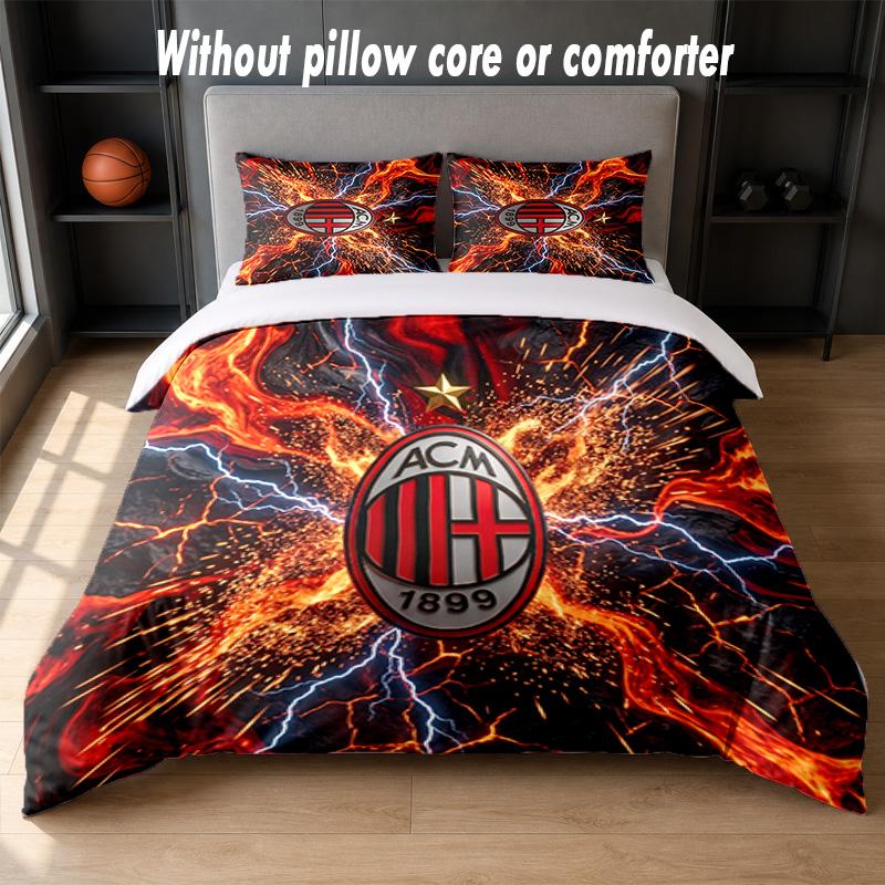 AC Milan Design Bed Bedding Set 1 Duvet Cover + 2 Pillowcases Soft Breathable Household Bed Linens