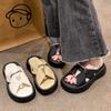 2025 Summer New French Twist Ring Casual Cool Slippers Thick Bottom Round Head Fashion Wear One Word Slippers Tide