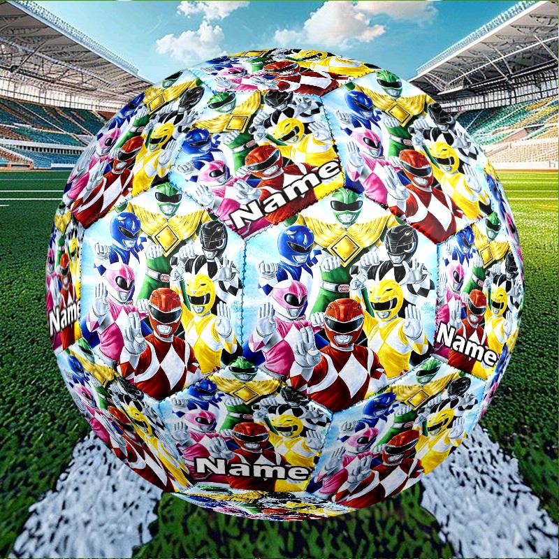 Custom Name Personalized Mighty Morphin Power Rangers-A Print Size 5 Soccer Ball Training & Match Football, for Team, Kicking, Gift for Football Enthu