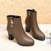Women's Soft Leather Cotton Shoes New Fashion Waterproof Side Zipper High Heels Non-slip Lightweight Warm Boots