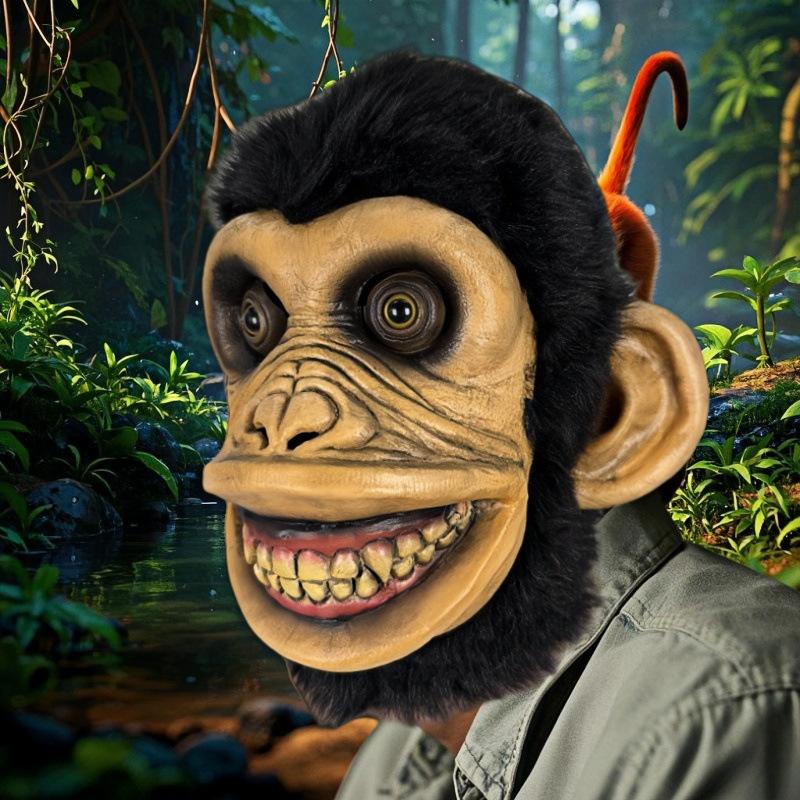 New Halloween Gorilla Animal Latex Mask for Live Streaming and Prank Fun Cos Magical Animal Monster Monkey Headgear Strange monkey