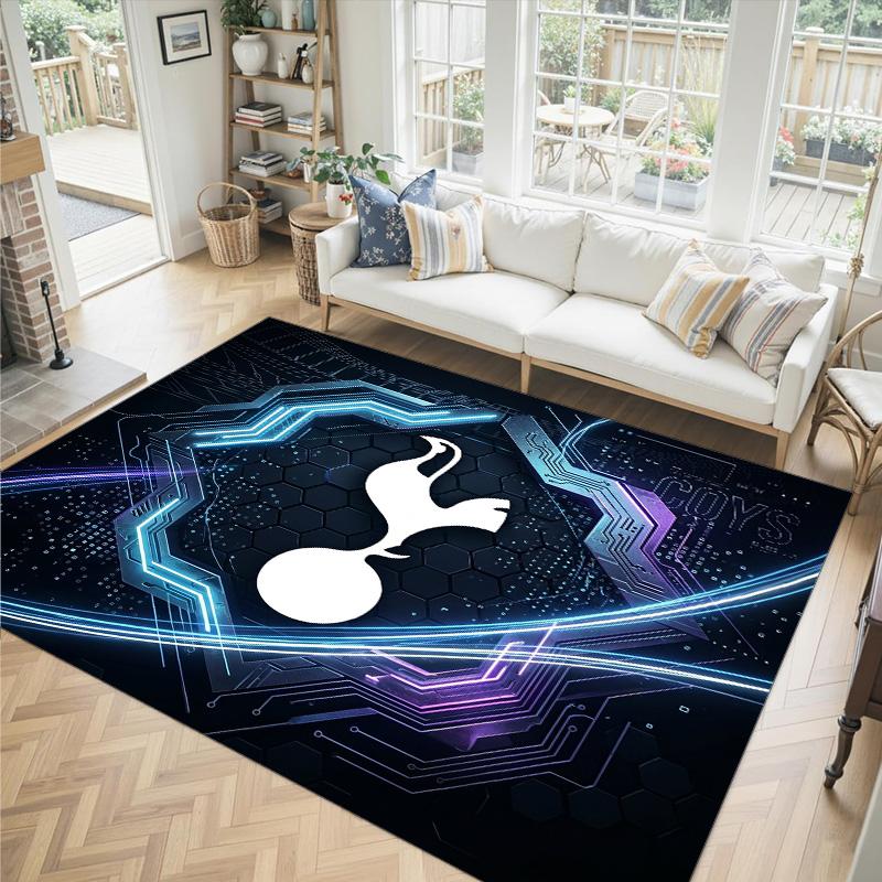 Tottenham Hotspur Design Crystal Velvet Carpet Cozy Non?Slip Printed Rug For Bedroom Living Room Entrance