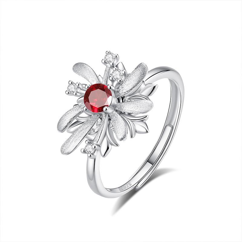 Rotatable fireworks s925 sterling silver jewelry set, light luxury, natural crystal necklace ring, two-piece jewelry gift.
