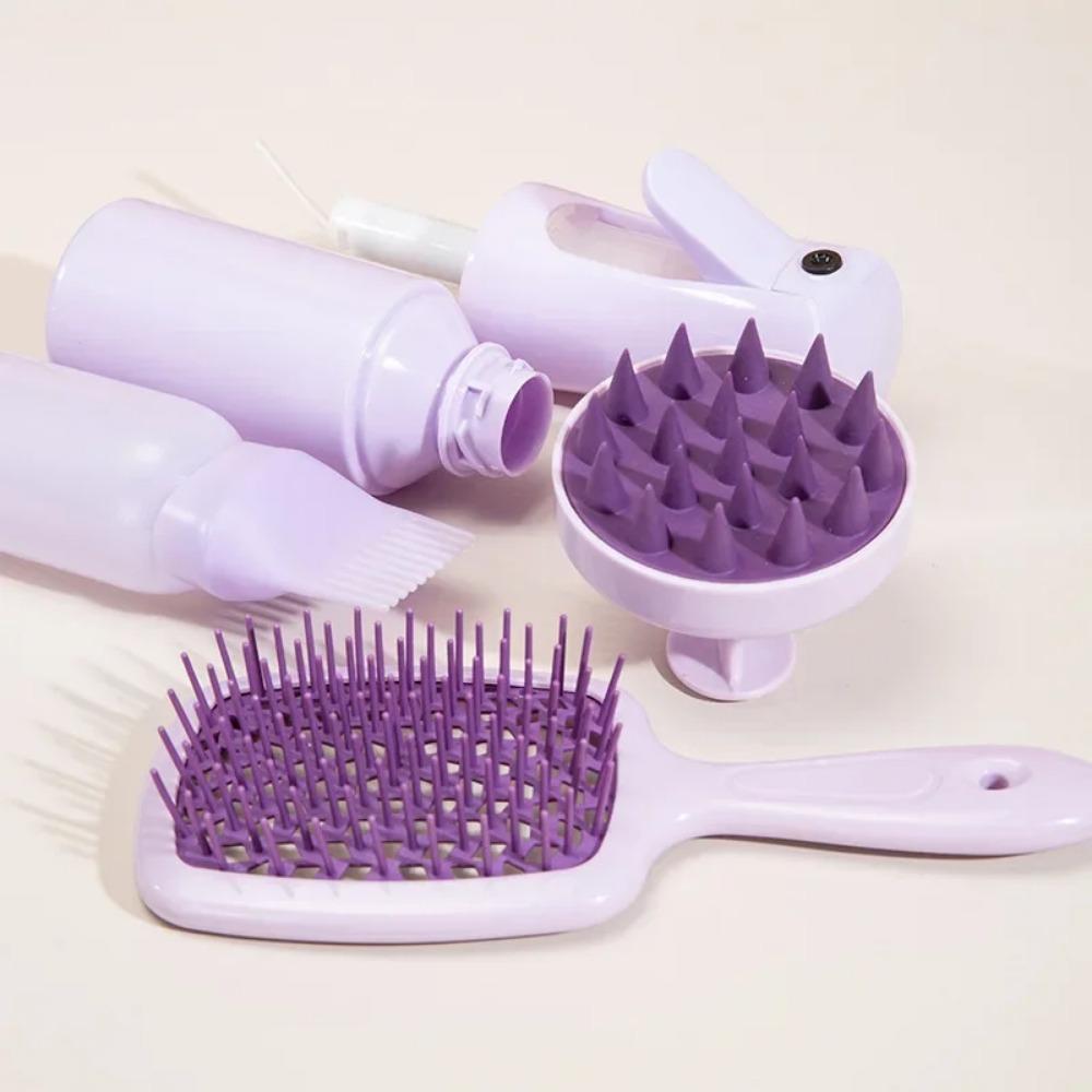 4Pcs Silicone Scalp Massage Comb Detangling Hair Brush Hairdressing Hair Dye Applicator Bottle Spray Bottle Barber Styling Tools