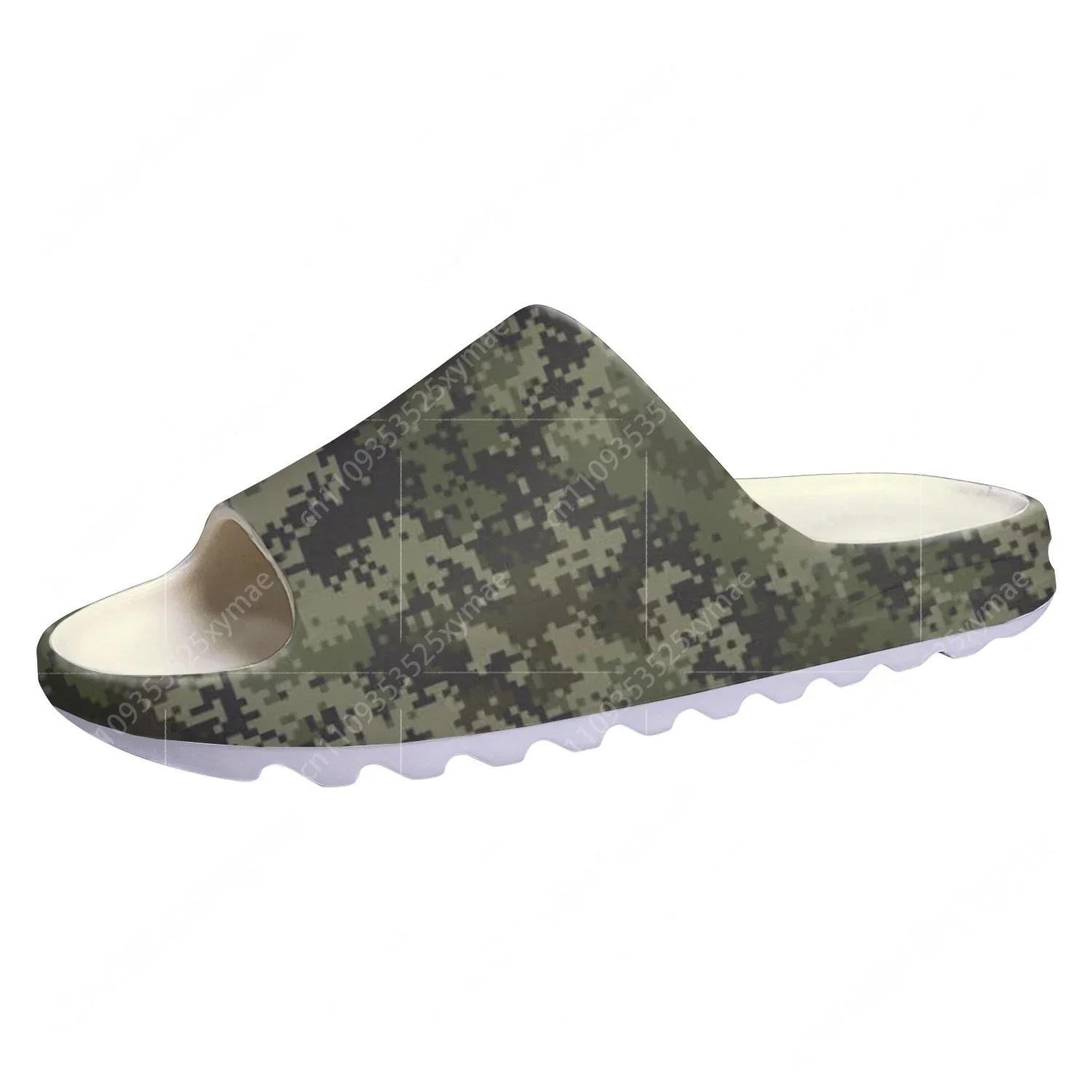 

Camo Force Soft Sole Sllipers Home Clogs Step on Water Shoes Mens Womens Teenager Army Camouflage Customize on Shit Sandals 35