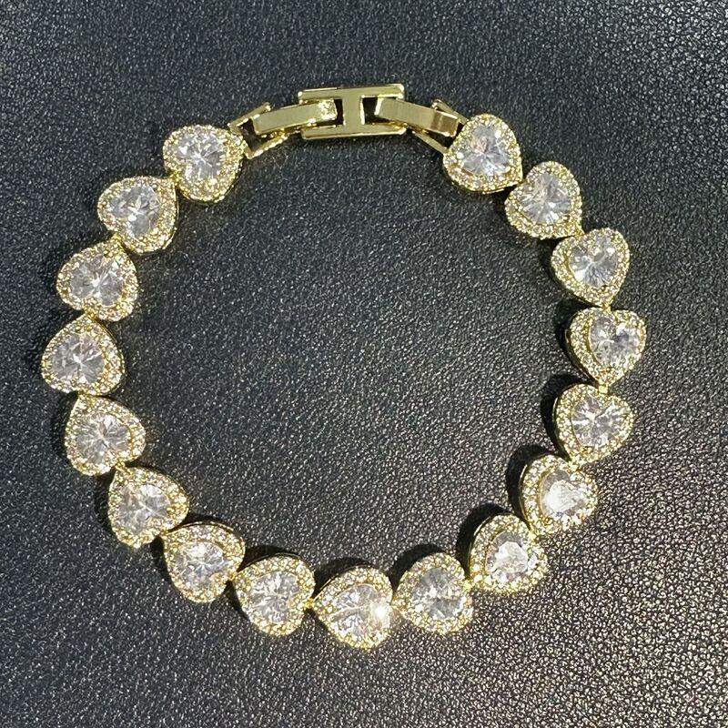 Heart Shape Zircon Crystal Micro Pave Bracelet Women Trendy Fashion Statement Jewelry