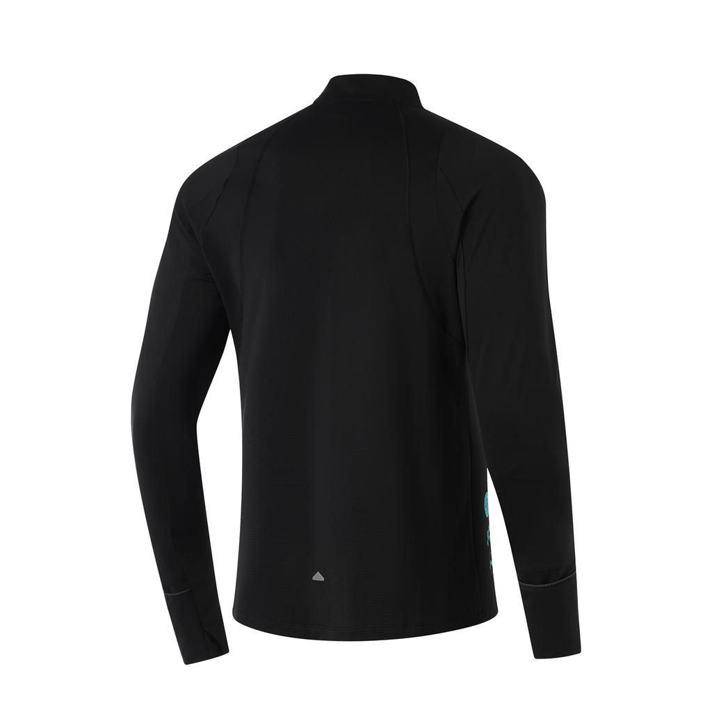 Li-Ning Plain Pullover Logo Long Sleeve T-Shirt Men Tops Black ATLU057-5