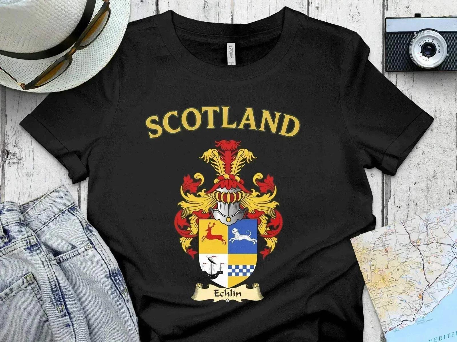Echlin Scotland Clan Coat of Arms Scottish Heritage T-Shirt 4XL