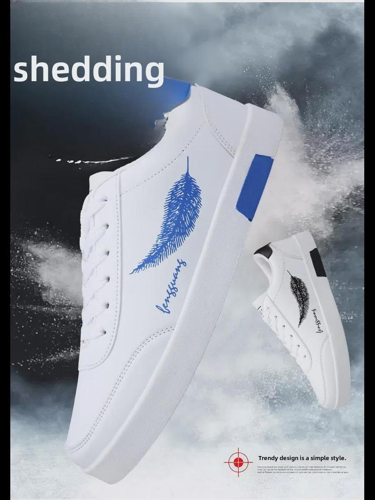 2024 Stylish Men's Low-Top White Shoes: Versatile, Breathable, Lightweight Korean-Inspired Spring/Summer Sneakers