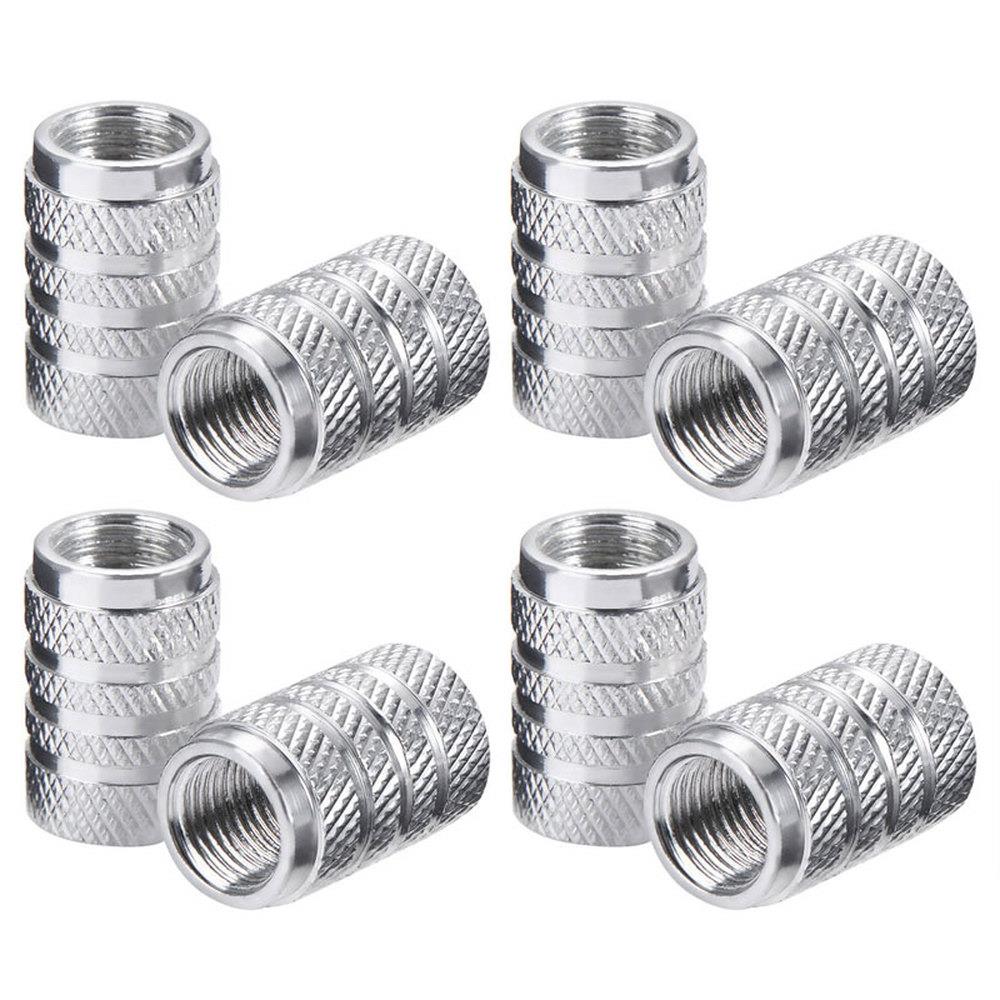 4Pcs Car Tire Valve Stems Cap Knurling Style Tire Valve Cap Aluminum Tire Wheel Stem Air Valve Cap Car Universal Accessories Valve Stems 1