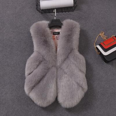 Autumn and Winter New Imitation Fox Fur Vest Women's Fashion Coat Medium and Long Artificial Fur Splicing Vest