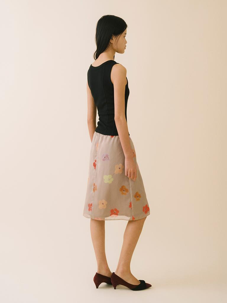 Average Attitude Sheer Floral Skirt_Dusty Taupe