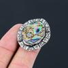 Natural Abalone Shell Gemstone Stackable Ring Size 7.5 925 Silver For Women