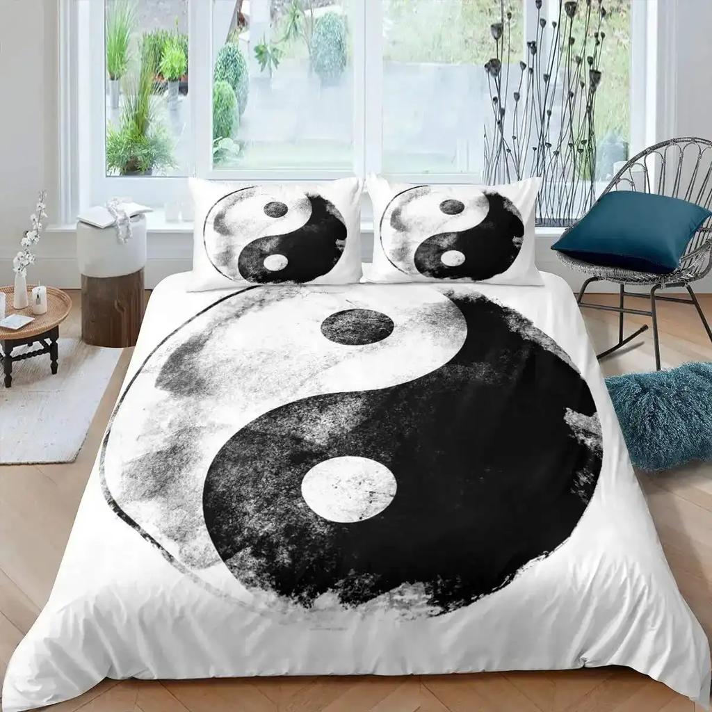 Yin Yang Tai Chi Soft Duvet Cover Set,Beding Set for Children Kids Plus Adult People, Home Decor, Quen Sized Dimensions Warm Soft Comfortable Plus