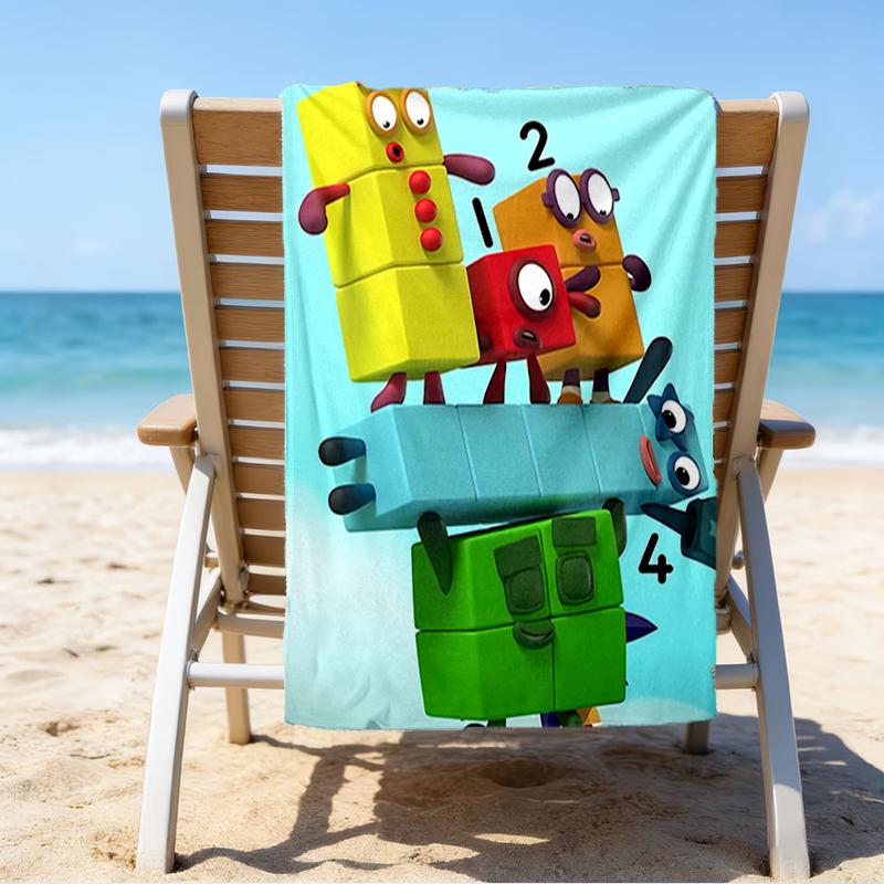 Ultra-Soft Beach Towel with Numberblocks Theme,Ideal for Pool - Camping, Diving - Perfect Travel Essential, Vibrant Beach Towel.
