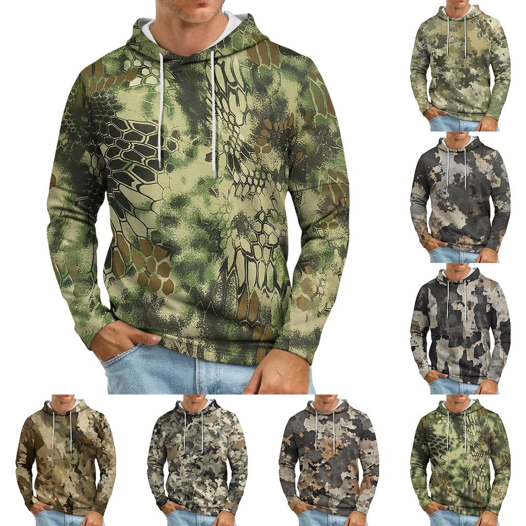 Men's Loose-fitting Casual Camouflage Print Hooded Sweatshirt