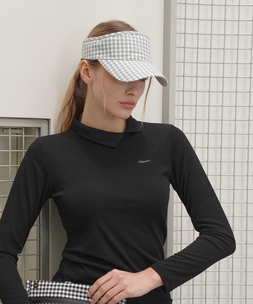 5HOURS Gingham Check Sunvisor _ Gray
