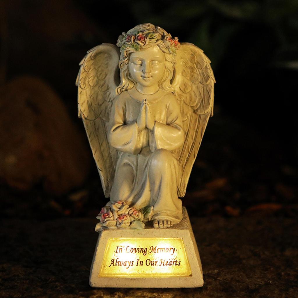 Englestatue Solcellelampe Figur til Hage