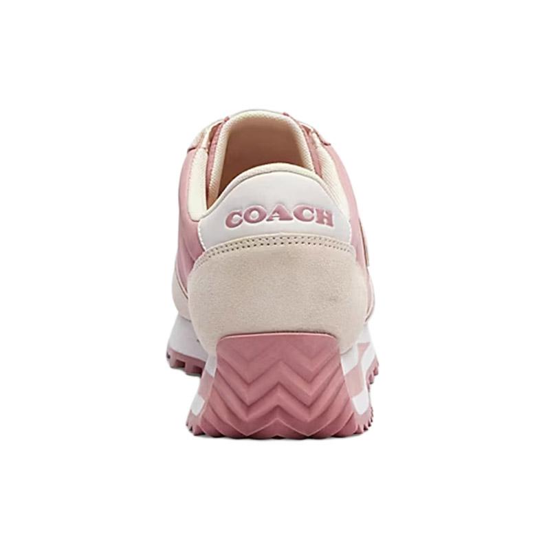 Coach Polyester Suede Round Toe Lace-Up Thick Sole Low-Top Casual Shoes Women sneaker Pink CW916-WDP