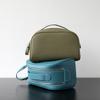Genuine Leather Makeup Bag Women Portable Travel Toiletry Case Minimalist Chic Design With Chain Strap