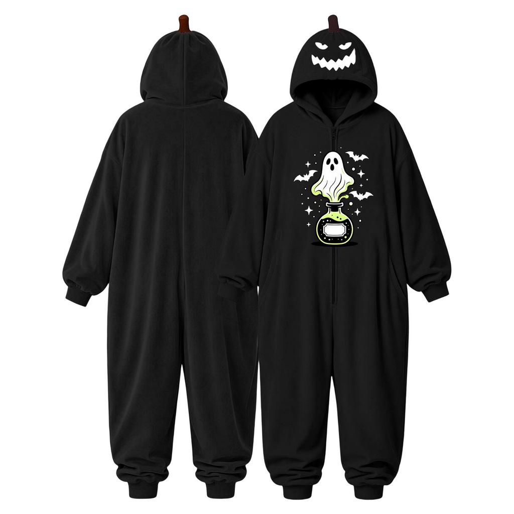 Couples Halloween Matching Flannel Jumpsuit Costume for Men and Women