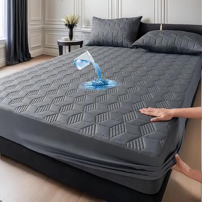 1 pezzo Coprimaterasso Impermeabile Colore Unico Trapuntato Design Cuciture Geometriche Tessuto Spesso Resistente per Casa e Dormitorio, Texture Liscia
