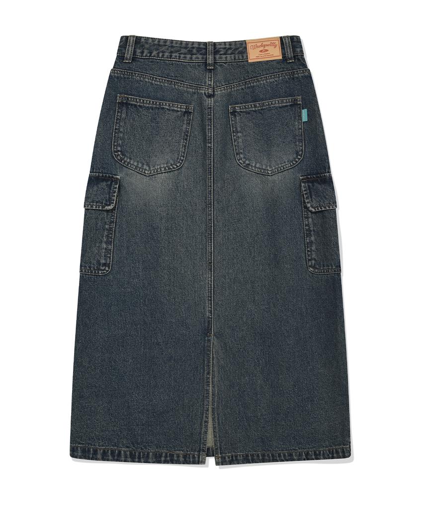 Wacky Willy Women'S Denim Long Cargo Skirt Blue