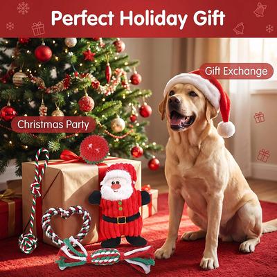 Dog Toy Christmas Set Gift Plush Toy Noise Santa Claus Cat Dog Christmas Series Cartoon Dog Toy Plush Squeak Toy