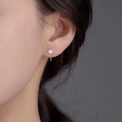 Lotus Pod Earrings Women'S Simple Literary Ins Ear Hook Temperament Retro Chinese Style Unique Personality Curved Hook C Type Small Stud Earrings