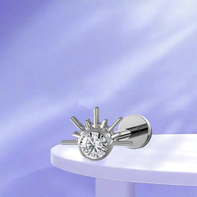 Titanium F136 Diamond Inlaid Ear and Lip Studs - Versatile, Elegant, European & American Style