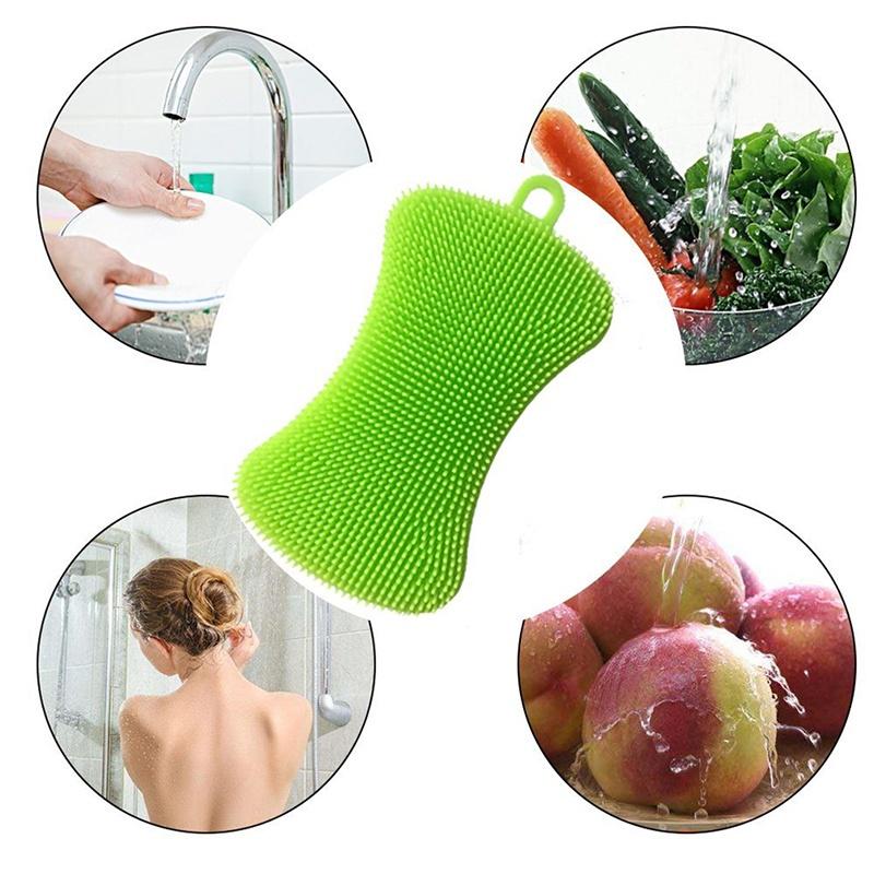 Silicone Sponge, Kitchen Dish Sponge Multipurpose Antibacterial Washing Brush Scruhbber