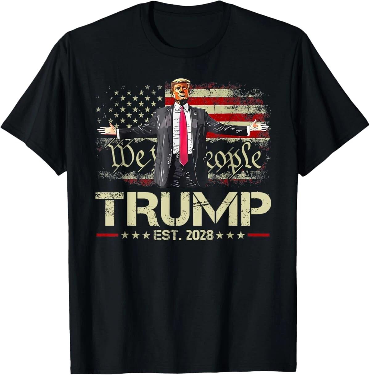Funny Trump 2028 American US Flag Vote Donald Trump 2028 T-Shirt XXL