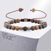 Vnox Natural Stone Beaded Bracelet for Men Women, Zinc Alloy Spacer Beads, Adjustable 17-33cm, 6.6mm Beads Trendy Jewelry Gifts
