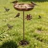 Retro Iron Garden Birdbath Rustproof Standing Bird Basin Hummingbird Feeder  Various Pet Birds