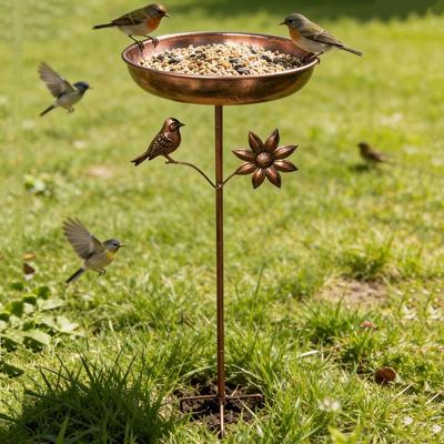 Retro Iron Garden Birdbath Anti-leakage Standing Bird Basin Hummingbird Feeder  Balcony