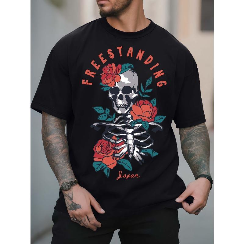 

European sizes Men s Black T - shirt: Blooming Bones: Men s Graphic Tee 4XL чорний