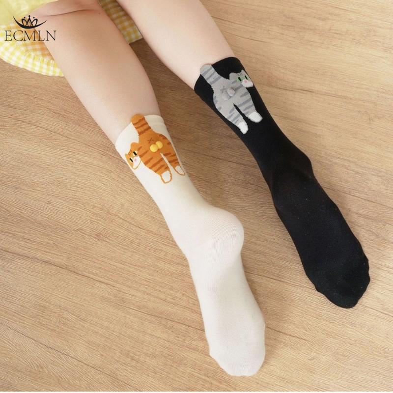 Cartoon Cute Cat Socks with 3d Cat Egg Balls Soft Breathable Mid Tube Socks for Cat Lovers Novelty Gifts