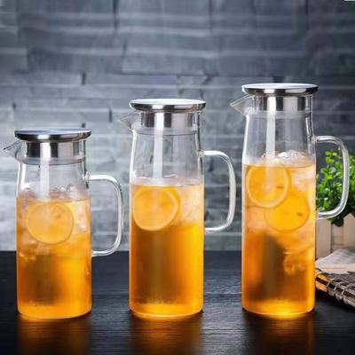 Transparent Glass Stainless Steel Lid Cold Water Kettle Household Living Room Entertaining Guests Large Capacity Milk Juice Cold Water Kettle