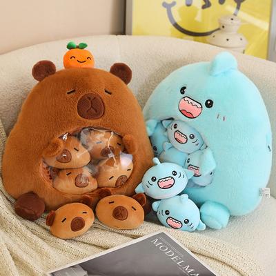 35CM Creative A Plushie Bag Pudding Toys Kapibala Shark Bag Mini Capybara Balls Dolls Snacks Pillow Stuffed Animal Decor
