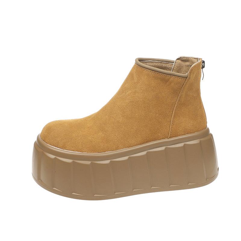 

Thick-soled Martin boots women s new autumn and winter small height-increasing short boots suede 39 коричневый