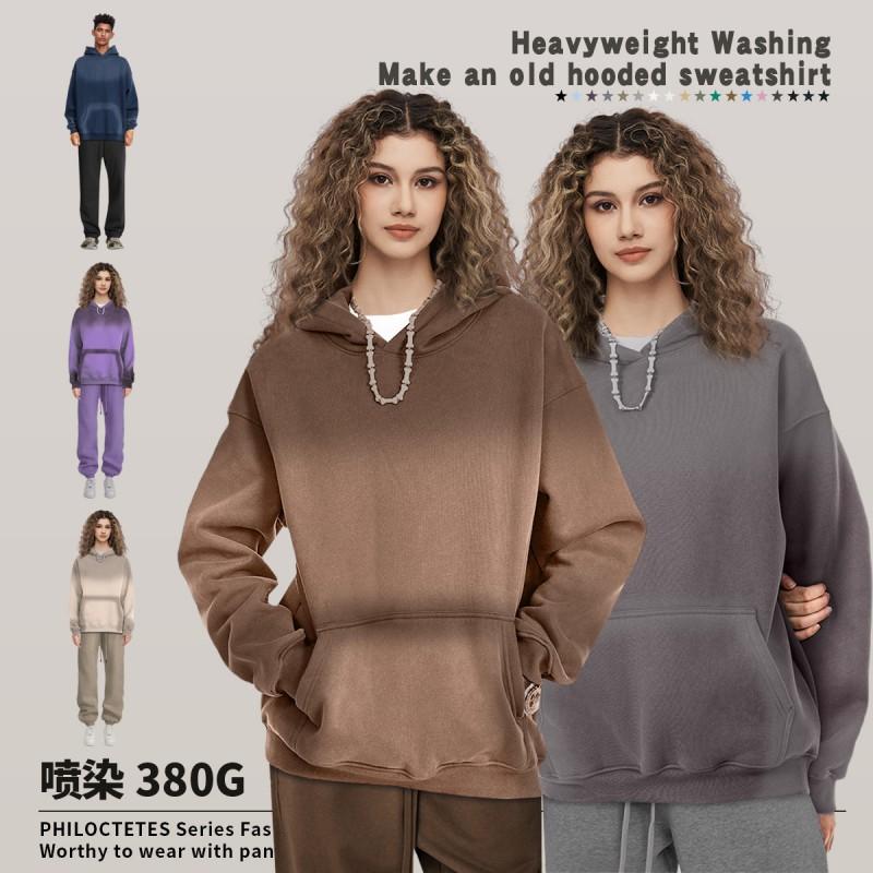 Unisex Oversized Used Washed Hoodie Streetwear Baumwoll-Sweatshirt Winter Freizeit Lockerer Schnitt