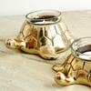 Golden Turtle Votive Holder Set Of Mother & Child, Decor Elegant Home, Golden