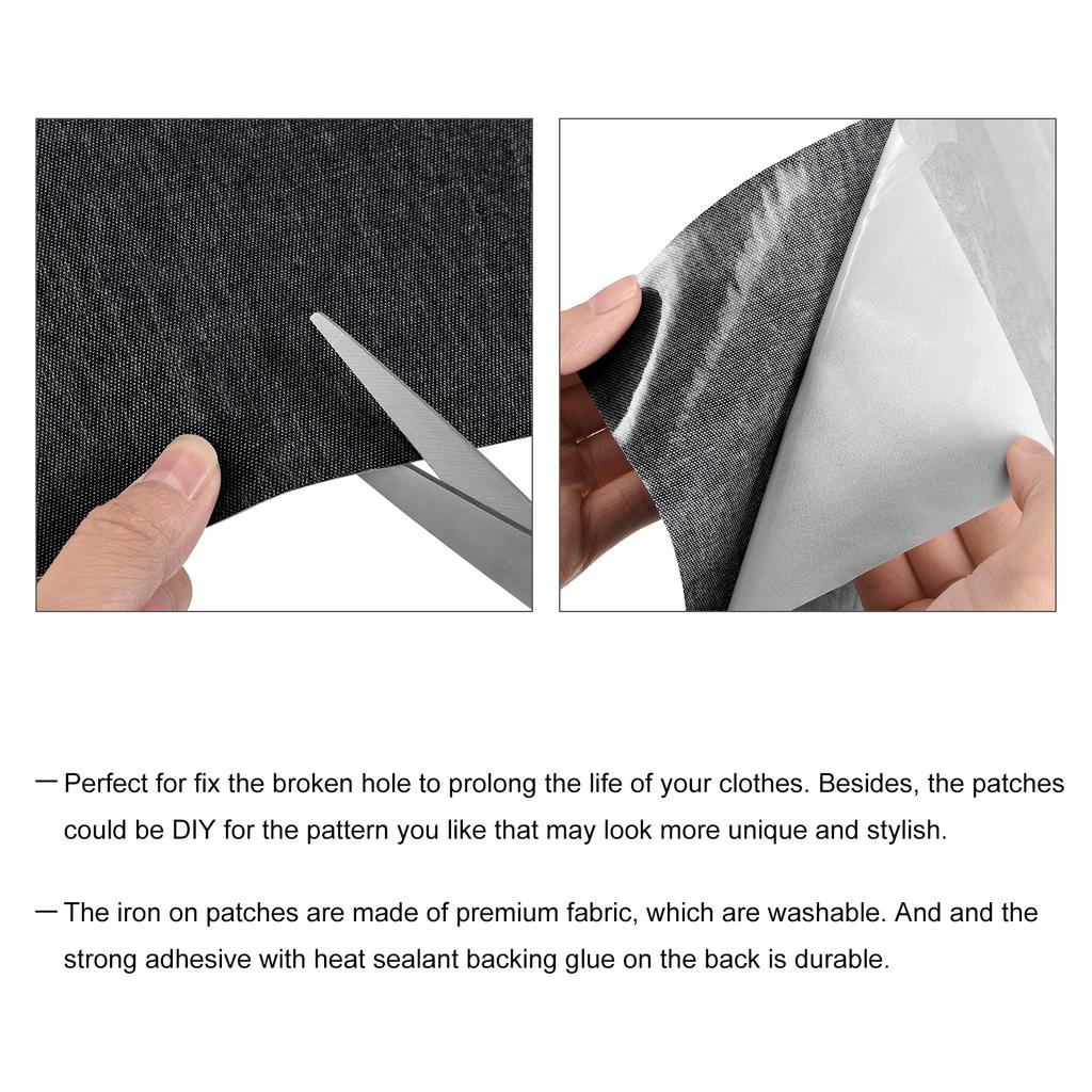 4 Stück Denim-Aufnäher zum Aufbügeln für Kleiderreparatur Stoffreparatur-Aufnäher zum Aufbügeln Flicken Schwarz