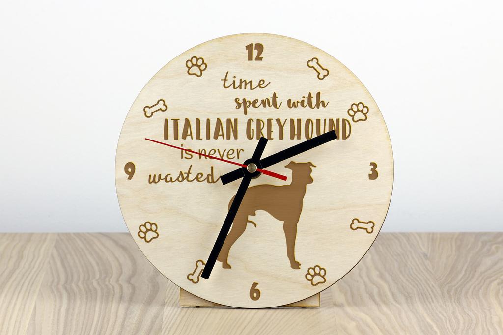 İtalyan Tazısı, İtalyan Tazısı - köpekli saat, ahşap oymalı saat, Art-Dog tarafından kişiselleştirilmiş saat