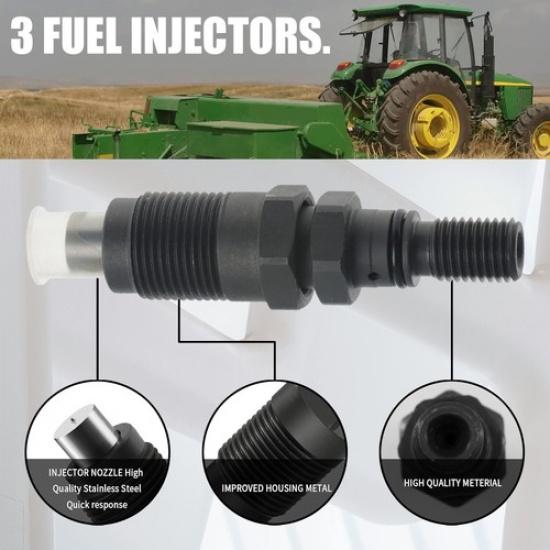 3Pcs Fuel Injectors For John Deere Tractors 2210 4010 4100 4110 455 75 AM879688
