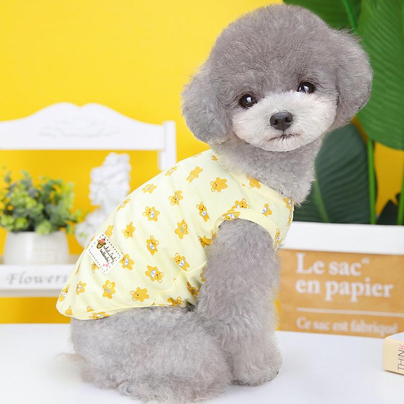 Breathable Pet Cat Clothes Small Dog Pomeranian Bi Bear Teddy Dog Vest Anti-hair Loss Summer Thin