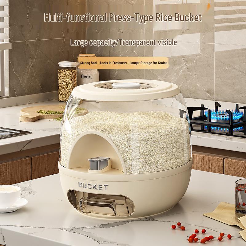 Moisture-Proof Insect-Resistant Rice Storage Container - Food-Grade Press-Type Jar for Flour and Grains