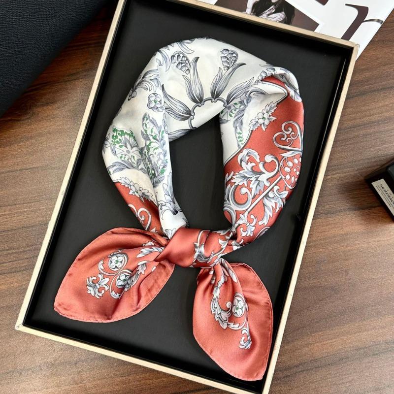 Polka Dot Silk Scarf Square Scarf High-end New Versatile Decorative Scarf Scarf Scarf Neck Cashew Flower Scarf Shawl Can Be Used As a Tube Top