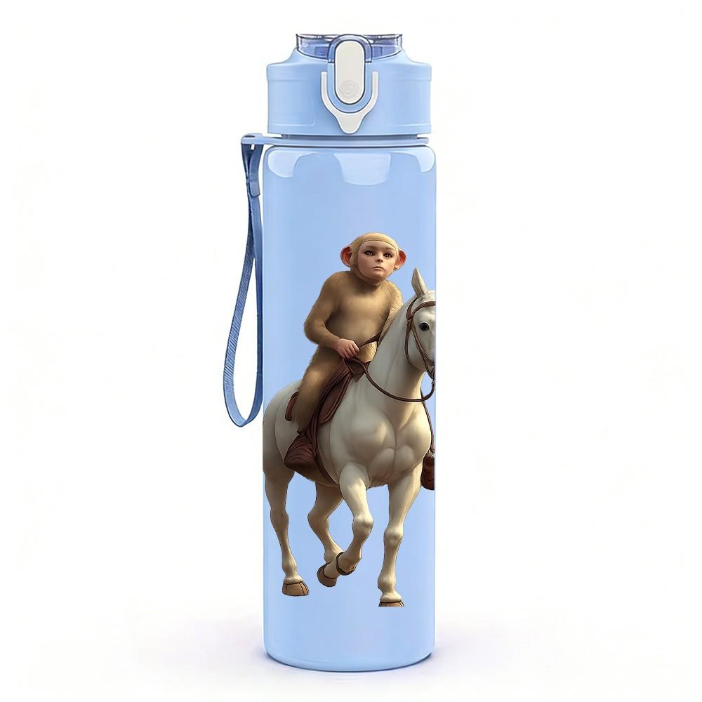 1PC Cowboy Riding Horse Art 750ml Color Plastic Sports Water Bottle Leakproof Flip Straw Lid Suitable for Sports Office Home Use
