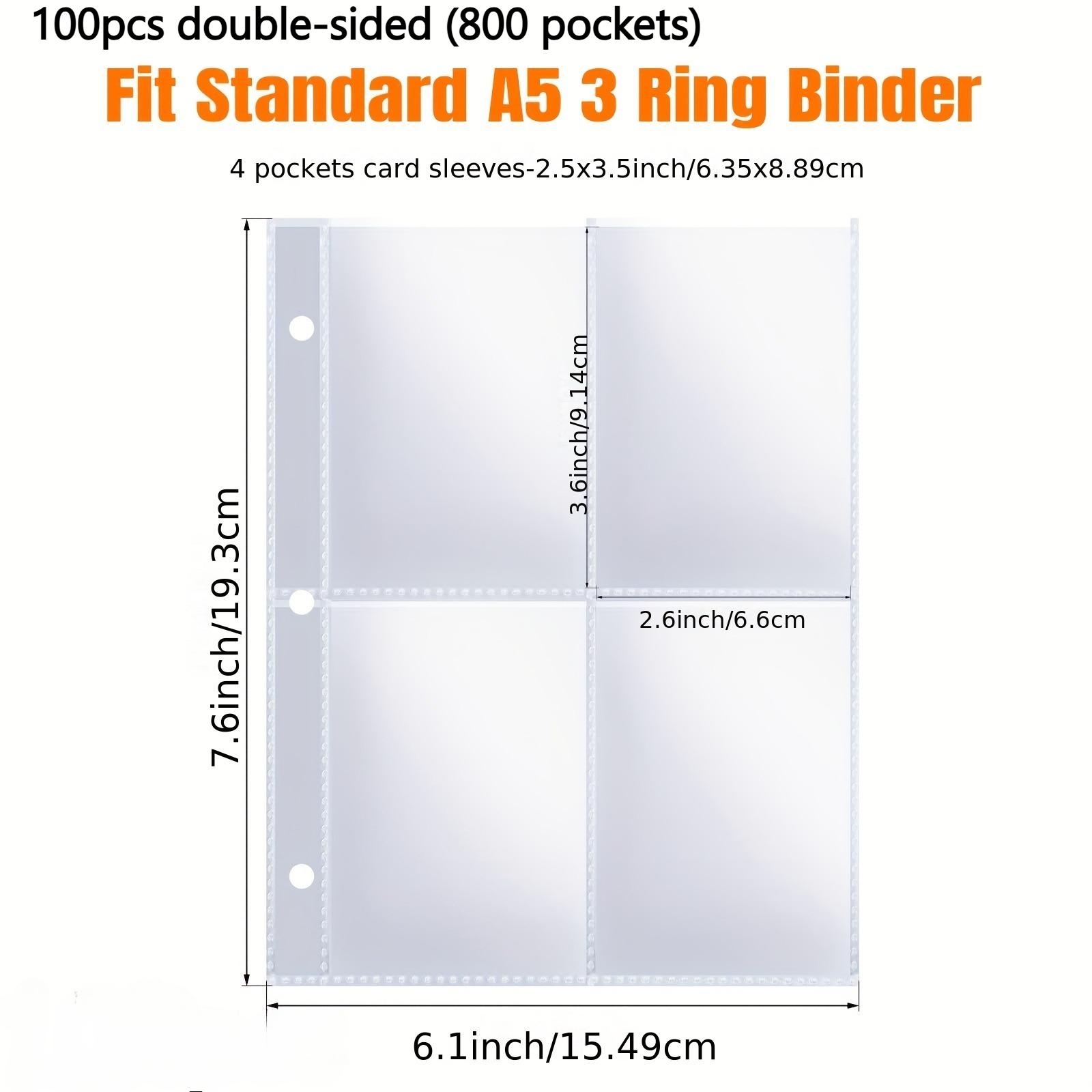 

800 Pockets Trading Card Sleeves-Clear Plastic Protectors with 4 Pockets Each,Fit 3-Ring Binders-Gift for Collector,Card Storage